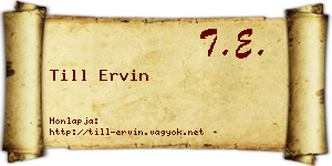 Till Ervin névjegykártya